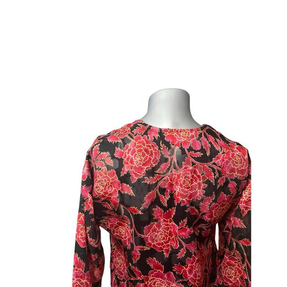 Vtg Victoria’s Secret Sleep Gown Small Peekaboo Black Red Rose Floral Lingerie - Picture 3 of 11